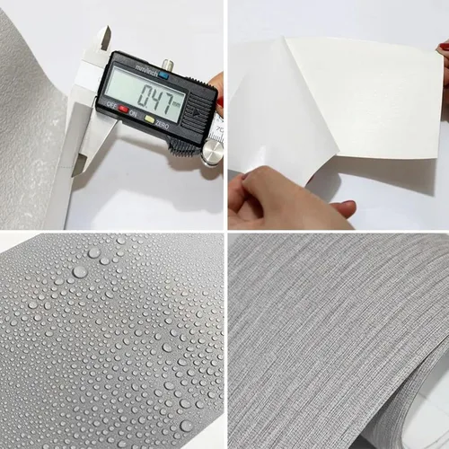 Miniatura 4 de Papel tapiz autoadhesivo para despegar y pegar, borde decorativo para el hogar, techo, para baño, sala de estar, cocina, gris, grueso, 1 5.1 x 196.9