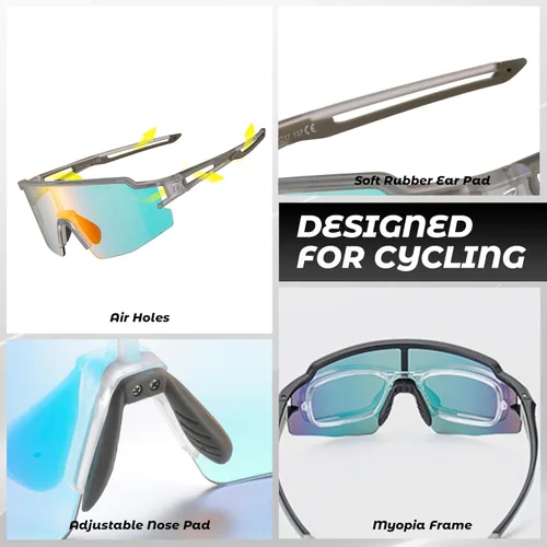 Miniatura 5 de ROCKBROS Gafas de sol deportivas fotocromáticas para hombres y mujeres, protección UV para ciclismo Transparente