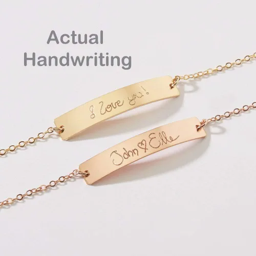 Miniatura 6 de Pulsera de escritura a mano, joyería con colgante de barra de escritura a mano, firma conmemorativa, nota escrita a mano personalizada para niños