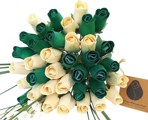 Miniatura 10 de Ramos originales de rosas de madera en 1, 2, o 3 docenas Día de San Patricio