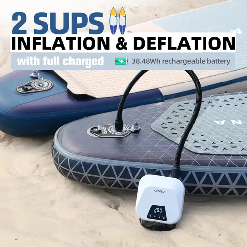Miniatura 3 de CYCPLUS 20PSI High Pressure Smart SUP Air Pump, Rechargeable Battery-Powered, Intelligent Dual Stage Inflation & Deflation, Auto-Off Air Pump for