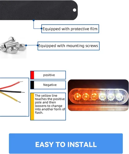 Miniatura 7 de YONGMING 6 luces LED estroboscópicas intermitentes de emergencia para camiones, vehículos, coches, mini parrilla, luces estroboscópicas de 12 V