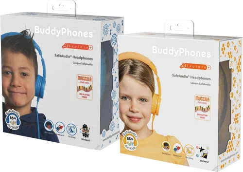 Miniatura 8 de BuddyPhones Explore Plus Auriculares con cable plegables para niños, cable incorporado para compartir audio con micrófono en línea - Limitación