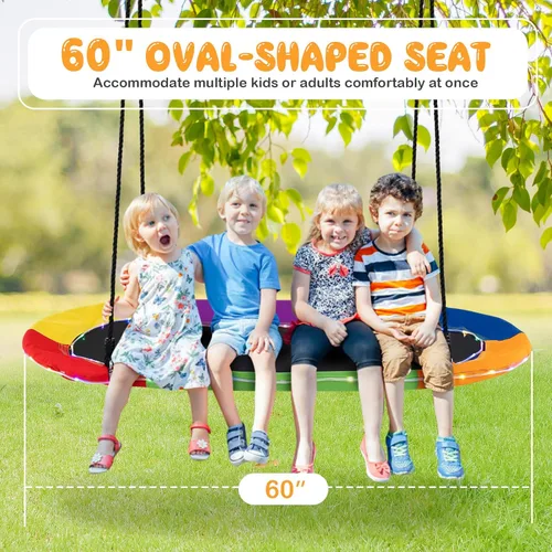 Miniatura 8 de Costzon Columpio de plataforma gigante de 700 libras y 60 pulgadas con luz, cuerdas ajustables para colgar, tela Oxford 600D impermeable, columpio