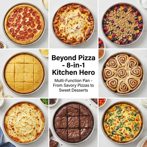 Miniatura 5 de Elsjoy - Paquete de 4 bandejas de pizza de acero inoxidable de 13 pulgadas, bandeja de pizza grande y gruesa para hornear, bandeja antiadherente