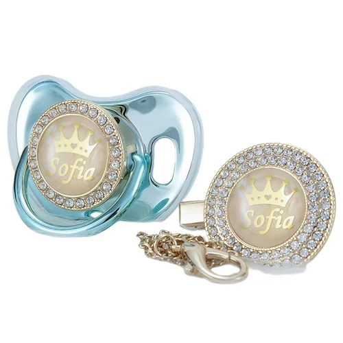 Miniatura 19 de Juego de Chupete y Clip Personalizado con Nombre en Oro Rosa con Brillos, Regalo Ideal para Baby Shower, Sesión de Fotos de Recién Nacido y Recuerdo