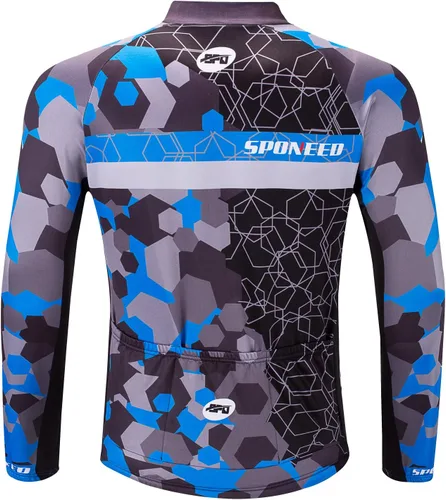 Miniatura 3 de sponeed Camisetas de ciclismo de manga larga para hombre, camisetas de motociclista con cremallera completa, equipo de ciclismo de invierno