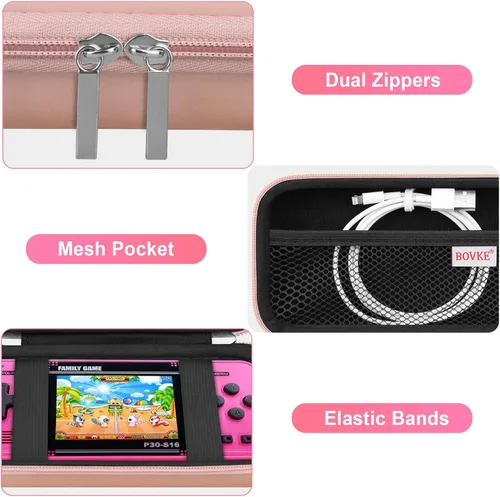 Miniatura 3 de BOVKE Funda de transporte para juego de mano WELLST·G para niños, 220 videojuegos retro precargados, mini juguete electrónico de arcade para niños