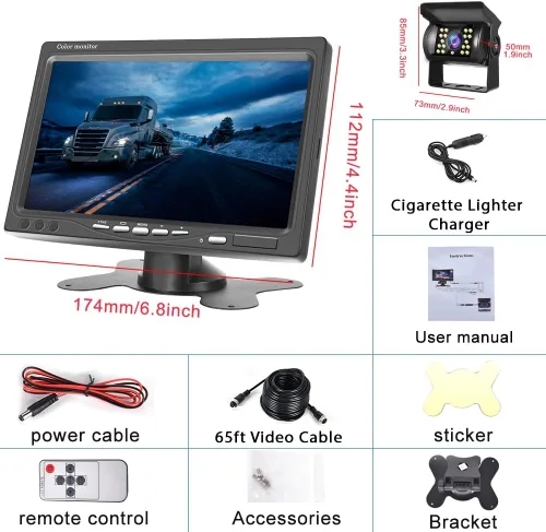 Miniatura 7 de Cámara de respaldo inalámbrica solar magnética WiFi para camiones/RV/remolque, cámara de visión trasera recargable 1080P Hikity, cámara inversa