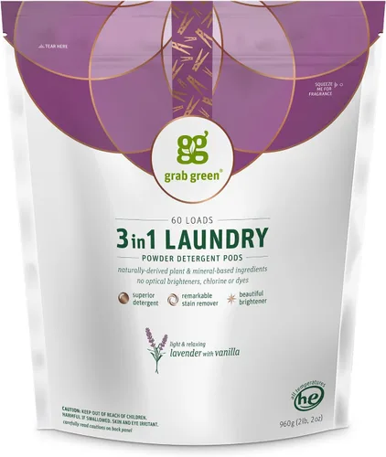 Miniatura 9 de Grab Green Cápsulas de detergente 3 en 1, 24 unidades, sin fragancia, a base de plantas y minerales, poder de limpieza superior, removedor