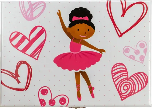 Miniatura 4 de Caja de música de bailarina con corazones con collar de bailarina de color plateado