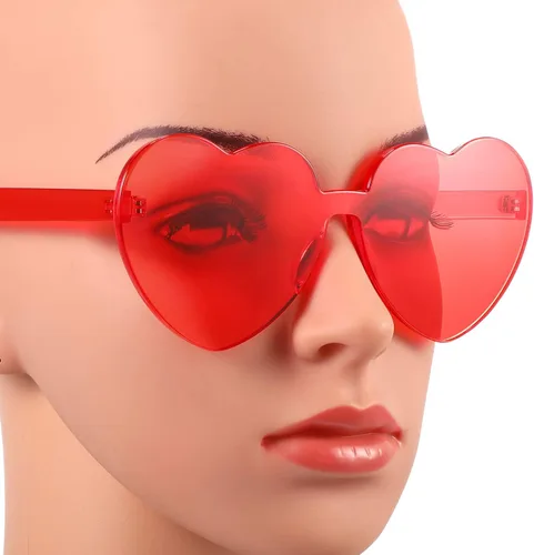 Miniatura 4 de Maxdot - Lentes de sol transparentes sin marco con forma de corazón para fiestas