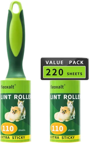 Rodillos de pelusa para pelo de mascotas, 1 asa con 2 repuestos, 220 hojas para eliminar pelos de gatos y perros, polvo, pelusa en muebles, ropa con