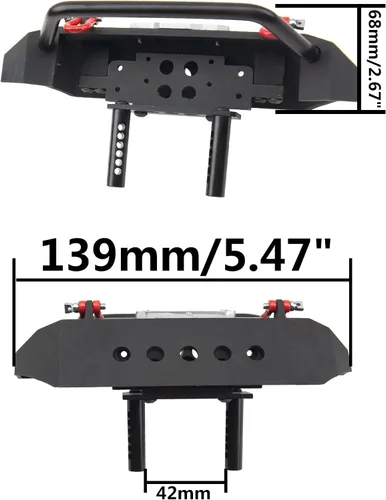 Miniatura 6 de ShareGoo Parachoques de Metal con Remolque de Arrastre Compatible con Axial SCX10 90046 90047 Traxxas TRX-4 Redcat Gen8 1/10 RC Crawler Car
