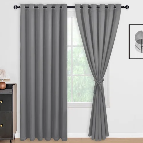Miniatura 94 de DWCN Cortinas 100% opacas de 84 pulgadas de largo para dormitorio con forro negro, paneles de cortina de ventana de doble capa con aislamiento Azul