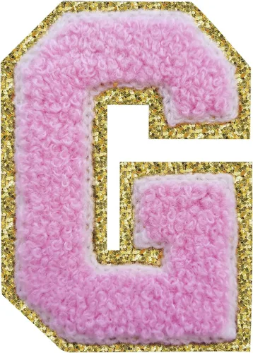 Miniatura 154 de SPRT - Parches de letras de chenilla universitaria con purpurina, parche de letras blancas para planchar con letras del alfabeto para disfraz