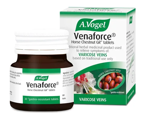 A.Vogel Venaforce - Tabletas de castaño de indias | Alivia los síntomas de las venas varicosas, piernas cansadas y doloridas, calambres en las