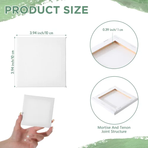 Miniatura 2 de Yeaqee Paquete de 50 lienzos para pintar mini lienzos en blanco de 4 x 4 pulgadas para pintar, perfil de 2/5 pulgadas, paneles de lona 100% algodón