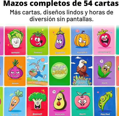 Miniatura 3 de Paquete mejorado de juegos de cartas para niños, 6 cubiertas, Go Fish, Old Maid, Crazy Eights, Memory Match, Slap Jack, War, Jugar a las cartas