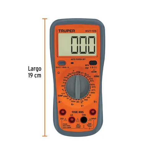 Miniatura 3 de TRUPER MUT-105 Multímetro digital profesional para mantenimiento automotriz