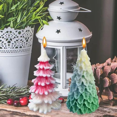 Miniatura 3 de Moldes de vela para hacer velas, 2 moldes de resina de silicona 3D para árbol de Navidad, molde para bricolaje, cera de aromaterapia, vela, jabón, 2