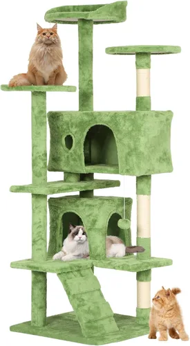 Miniatura 26 de BestPet Torre para Gatos de 54" Beige Resistente, Fácil de Ensamblar, Centro de Actividades Multinivel con Postes Rascadores de Sisal, Condos