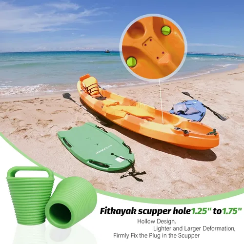 Miniatura 3 de Kit de 8 tapones para kayak, tapones de goma termoplástica, orificios de drenaje, tapón con mango Verde afortunado-8piezas-Large