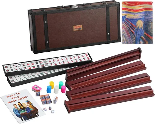 166 American Western Mahjong Set Maleta Edición Limitada Embedded Masterpiece Fondo en Maleta de Cuero El Grito