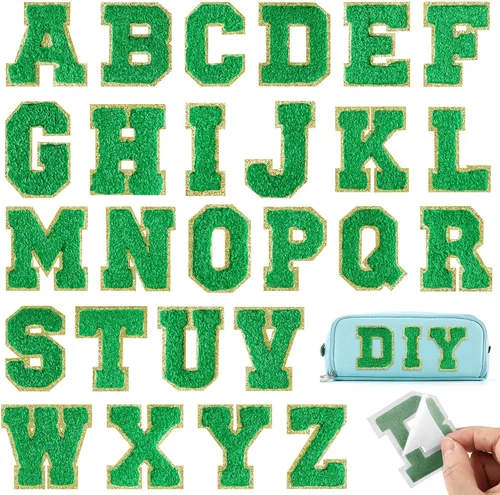 Miniatura 15 de Parches autoadhesivos de felpilla con letras A-Z, color negro, para ropa de tela, 26 piezas