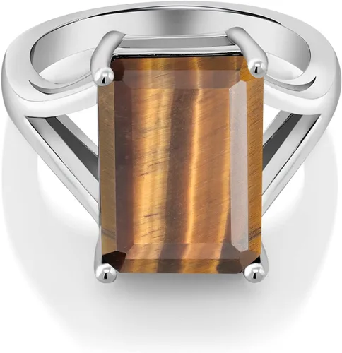 Miniatura 10 de Gem Stone King Anillo de compromiso solitario con piedra preciosa de corte esmeralda de 0.551 x 0.394 in para mujer, plata de ley 925, anillo