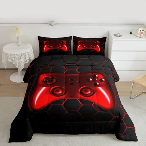 Miniatura 17 de Juego de edredón de videojuegos para niños y adolescentes, juego de ropa de cama para todas las estaciones, juego de ropa de cama