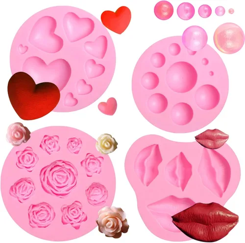 Miniatura 10 de Moldes de silicona de chocolate con forma de corazón, 2 paquetes de 10 cavidades para dulces de San Valentín para decoración de pasteles de boda
