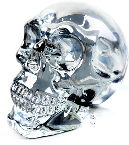 Miniatura 23 de Estatuas de cabeza de calavera de cristal, figuras de calavera K9, piedras preciosas de calavera de cristal, decoración de Halloween, regalos