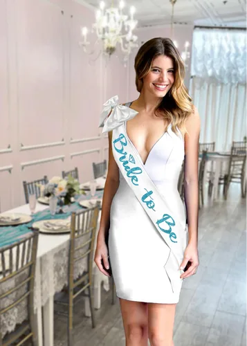 Miniatura 63 de Something Blue Gift for Bride To Be Sash - Banda de satén de grado nupcial - Decoraciones de despedida de soltera azul turquesa, Juego de 2 piezas