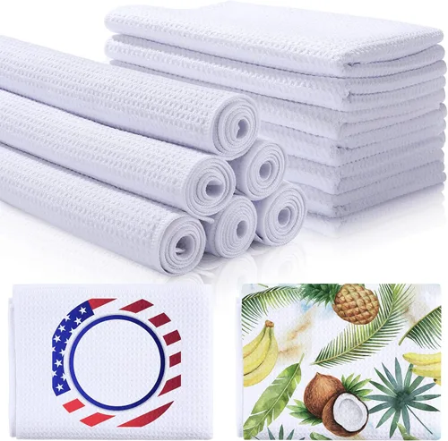 Breling Toalla de cocina de sublimación en blanco de 16 x 24 pulgadas, tejido de gofre, de microfibra, de secado rápido, absorbentes para regalos de