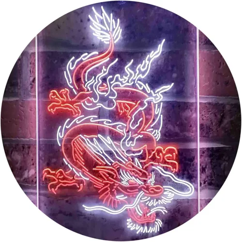 Miniatura 13 de ADVPRO Hombre Dragón Chino Cueva Garaje Tatuaje Dual Color LED Neon Sign Azul y Rojo 8 x 12 pulgadas st6s23-i3780-br