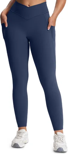 Miniatura 126 de Aoxjox Trinity - Pantalones de yoga de cintura alta con bolsillos para mujer, control de abdomen, cintura cruzada, leggings de entrenamiento suaves