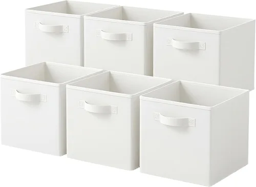 Miniatura 35 de PowerKing Cubos de almacenamiento plegables con asas, contenedores plegables de tela para estantes de armario, contenedores de almacenamiento Naranja