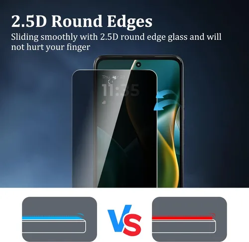 Miniatura 5 de Paquete de 4 protectores de pantalla de privacidad para Motorola Moto G 5G 2025 con 2 protectores de lente de cámara, vidrio templado de dureza 9H