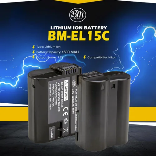 Miniatura 3 de BM Premium Paquete de 2 baterías EN-EL15C de alta capacidad para Nikon Zf, ZR, Z5, Z5 II, Z6, Z6 II, Z6 III, Z7, Z7II, Z8, D500, D600, D610, D750