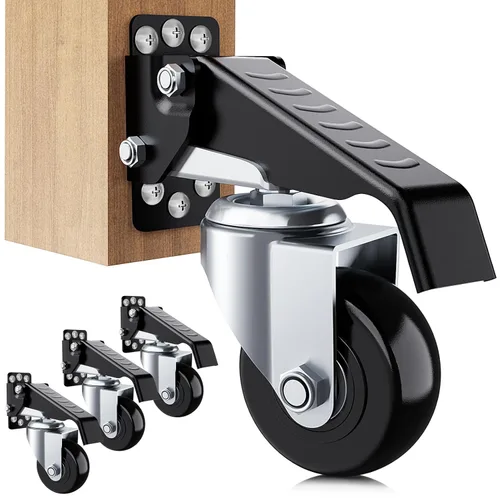 Miniatura 8 de SOLEJAZZ Ruedas retráctiles para banco de trabajo, 920 libras, juego de 4 rodillos de montaje lateral resistentes, ruedas giratorias de 3 pulgadas
