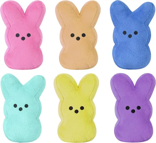 vizethru 6 juguetes de peluche de conejo de Pascua, juguetes de relleno de cesta de Pascua para niños, animales de peluche de conejo, regalos de