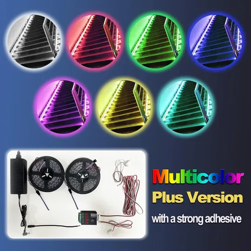 Miniatura 7 de Luz de escalera de color con sensor bidireccional de agua que fluye, sensor de movimiento, controlador LED, tira de luz flexible de 12 V, 16.4 pies