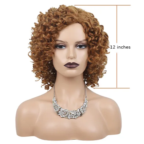 Miniatura 2 de XIUFAXIRUSI XIUFAXIRUSI Pelucas afro rizadas para mujeres negras, pelucas cortas rubias rizadas con parte lateral, peluca de pelo sintético completo