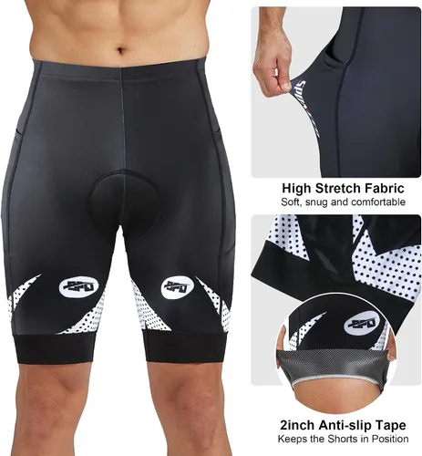 Miniatura 46 de sponeed Pantalones cortos de ciclismo para hombre, pantalones acolchados para ciclismo, ropa de ciclismo
