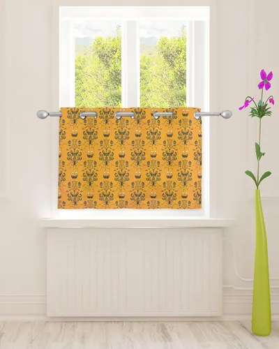 Miniatura 9 de Sheer Curtains 52x72 Inch Long Halloween Grimace Haunted Pumpkin Orange Semi Sheer Curtains Voile Grommet Drapes Chiffon Window Curtain for Living