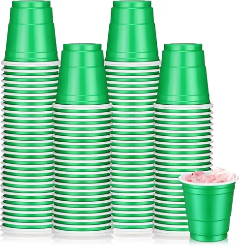 Miniatura 25 de Roshtia Paquete de 100 vasos de plástico de 2 onzas, mini vasos de chupito desechables de graduación de 2 onzas para fiesta de graduación, boda