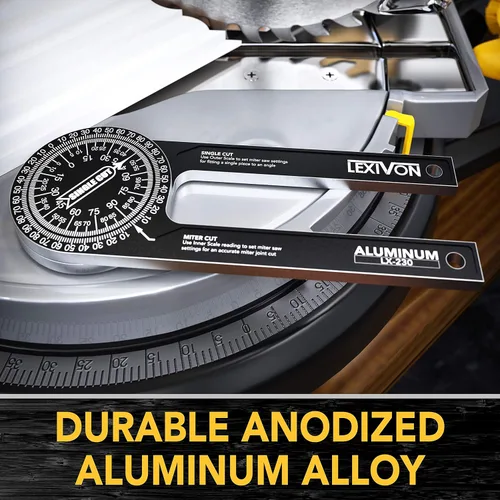 Miniatura 2 de LEXIVON Transportador de sierra ingletadora de aluminio Buscador de ángulos a prueba de óxido de 7 pulgadas con escalas grabadas con láser