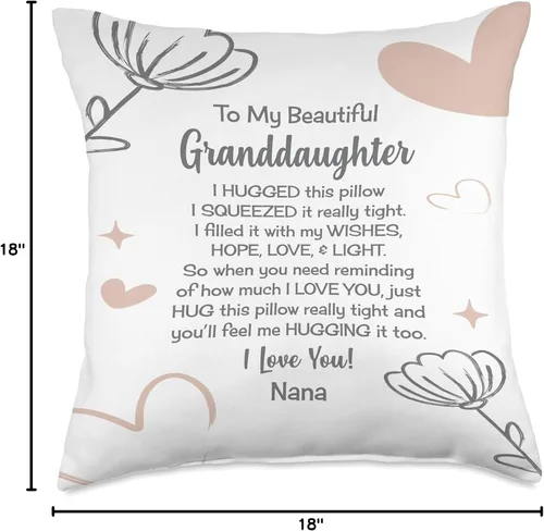 Miniatura 4 de granddaughter pillow from Nana, pink, grey, best Regalos para nieta de Nana, rosa, gris, mejor, abrazos, almohada de amor, 18 x 18 pulgadas