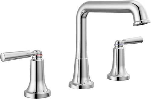 Delta Saylor - Grifo de baño cromado de 3 agujeros, 8 pulgadas, grifo de lavabo de baño extendido para tocador, montaje de drenaje de metal